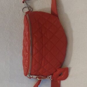 Steve Madden Crossbody Fanny or Belt Bag with Chain Extender and a Red Lip Charm